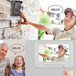 Video Intercom,Video Doorbell Wired,7 Inches Wired Video Door Phone Intercom System Kit 1-Camera 1-Monitor Support Night Vision,Unlock and Intercom for Home Office Apartment