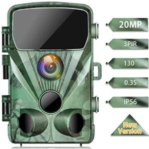 TOGUARD Trail Camera 20MP 1080P Game Cameras with Night Vision 2.4″ LCD 130° Detection Motion Activated Waterproof Deer Trap Cam for Hunting and Wildlife Monitoring