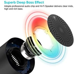 Axloie Portable Bluetooth Speakers, Colorful Light Bluetooth Speaker Wireless with Deep Bass and Stereo Sound, 12 Hours Playtime, TWS, Support TF Card/AUX, Built-in Mic for Home Outdoor Party Travel