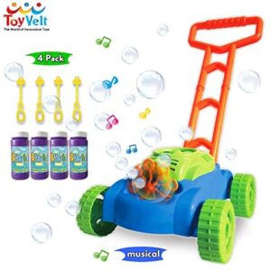 ToyVelt Bubble Lawn Mower for Kids – Automatic Bubble Machine with Music Sounds Best Toys for Toddlers Plus 4 x Bottles of Solution & 4 x Sticks – for Boys & Girls Ages 2-12 Years Old