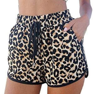 Kafeimali Women’s Fashion Summer Leopard Beach Shorts Casual Short Pants