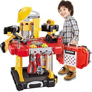 Toy Tool, 83 Pieces Kids Construction Toy Workbench for Toddlers Kids Workbench Construction Tool Bench Set, Boys Toy Work Shop for Toddlers