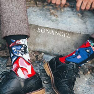 Bonangel Men’s Fun Dress Socks-Colorful Funny Novelty Crew Socks Pack,Art Socks